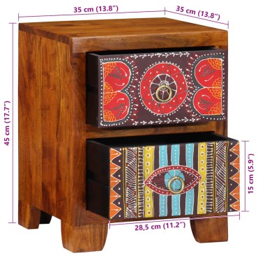 vidaXL Κομοδίνο 2 τεμ. 35x35x45cm μασίφ ξύλο ακακίας