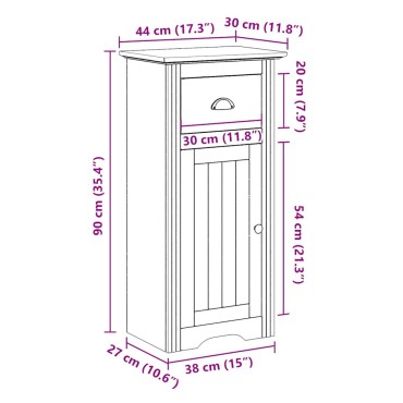 vidaXL Ντουλάπι μπάνιου BODO Λευκό και καφέ 44x30x90cm