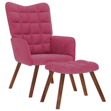 vidaXL Πολυθρόνα Relax Μπορντό Βελούδινη με Σκαμπό 61,5x69x95,5cm 1 τεμ.