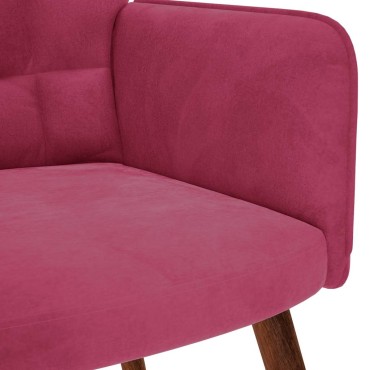 vidaXL Πολυθρόνα Relax Μπορντό Βελούδινη με Σκαμπό 61,5x69x95,5cm 1 τεμ.