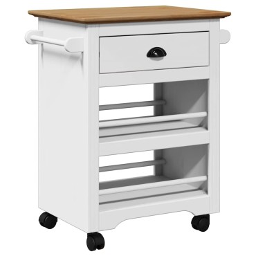 vidaXL Καροτσάκι κουζίνας BODO Λευκό και καφέ 67,5x45x80cm