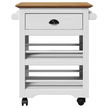 vidaXL Καροτσάκι κουζίνας BODO Λευκό και καφέ 67,5x45x80cm