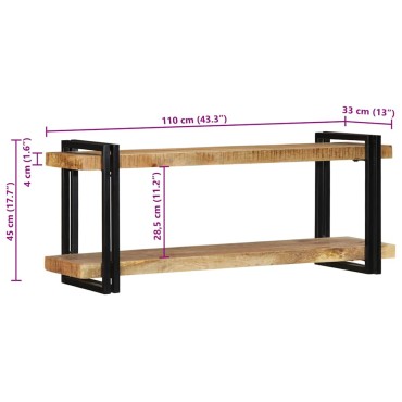 vidaXL Ράφι τοίχου 110x33x45cm Στερεό ακατέργαστο ξύλο Mango
