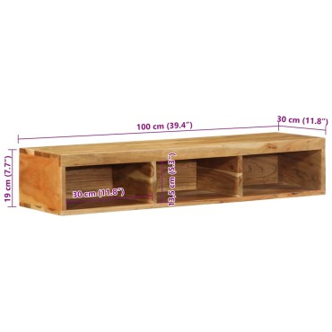 vidaXL Επίτοιχο ντουλάπι τηλεόρασης 100x30x19cm Μασίφ ξύλο ακακίας