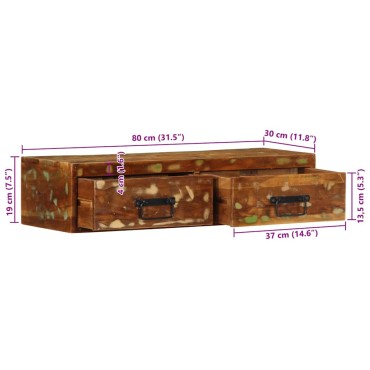 vidaXL Επίτοιχο ντουλάπι τηλεόρασης 80x30x19cm Ξύλο μασίφ αναγεννημένο
