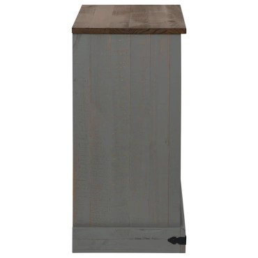 vidaXL Sideboard HALDEN με συρόμενη πόρτα γκρι 80x40x80cm μασίφ ξύλο 1 τεμ.