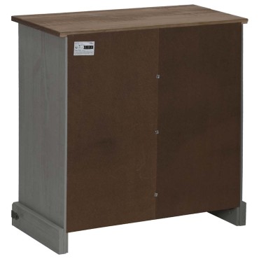 vidaXL Sideboard HALDEN με συρόμενη πόρτα γκρι 80x40x80cm μασίφ ξύλο 1 τεμ.
