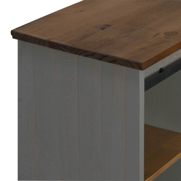 vidaXL Sideboard HALDEN με συρόμενη πόρτα γκρι 80x40x80cm μασίφ ξύλο 1 τεμ.
