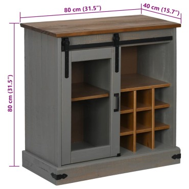 vidaXL Sideboard HALDEN με συρόμενη πόρτα γκρι 80x40x80cm μασίφ ξύλο 1 τεμ.