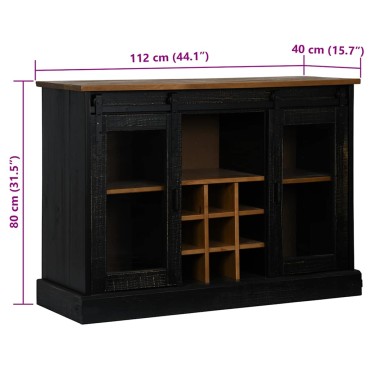 vidaXL Sideboard HALDEN 2 συρόμενες πόρτες μαύρο 112x40x80cm 1 τεμ.