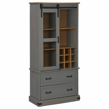 vidaXL Ντουλάπι κρασιού HALDEN με ράφια Γκρι 80x40x170cm 1 τεμ.