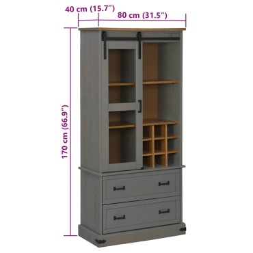 vidaXL Ντουλάπι κρασιού HALDEN με ράφια Γκρι 80x40x170cm 1 τεμ.