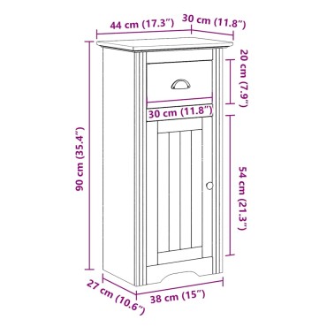 vidaXL Ντουλάπι μπάνιου BODO Γκρι 44x30x90cm