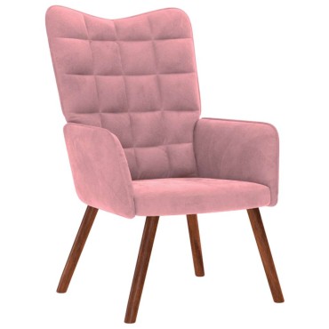 vidaXL Πολυθρόνα Relax Ροζ Βελούδινη με Σκαμπό 61,5x69x95,5cm 1 τεμ.