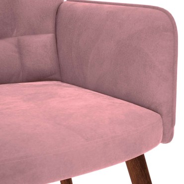 vidaXL Πολυθρόνα Relax Ροζ Βελούδινη με Σκαμπό 61,5x69x95,5cm 1 τεμ.