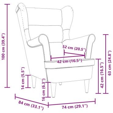 vidaXL πολυθρόνα μπλε 74x84x100cm Ύφασμα