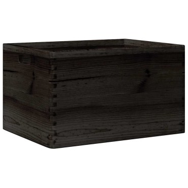 vidaXL Ξύλινο κουτί με χειρολαβές Μαύρο 40x30x23 cm μασίφ ξύλο πεύκο