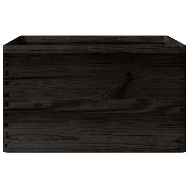 vidaXL Ξύλινο κουτί με χειρολαβές Μαύρο 40x30x23 cm μασίφ ξύλο πεύκο