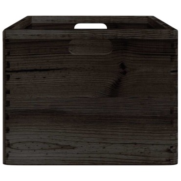 vidaXL Ξύλινο κουτί με χειρολαβές Μαύρο 40x30x23 cm μασίφ ξύλο πεύκο