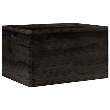 vidaXL Ξύλινο κουτί με χειρολαβές Μαύρο 40x30x23 cm μασίφ ξύλο πεύκο