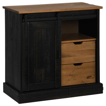 vidaXL Sideboard HALDEN με συρόμενη πόρτα Μαύρο 80x40x80cm 1 τεμ.