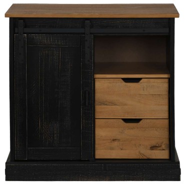 vidaXL Sideboard HALDEN με συρόμενη πόρτα Μαύρο 80x40x80cm 1 τεμ.