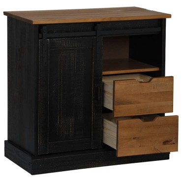 vidaXL Sideboard HALDEN με συρόμενη πόρτα Μαύρο 80x40x80cm 1 τεμ.
