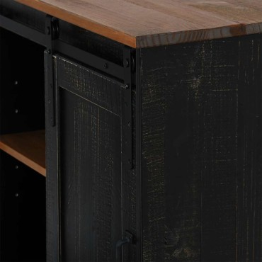 vidaXL Sideboard HALDEN με συρόμενη πόρτα Μαύρο 80x40x80cm 1 τεμ.