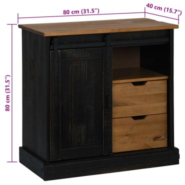 vidaXL Sideboard HALDEN με συρόμενη πόρτα Μαύρο 80x40x80cm 1 τεμ.
