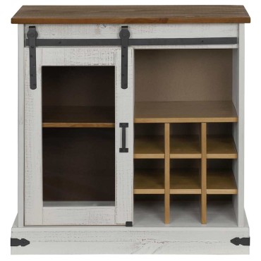 vidaXL Sideboard HALDEN με συρόμενη πόρτα Λευκό 80x40x80cm μασίφ ξύλο 1 τεμ.