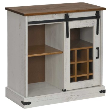 vidaXL Sideboard HALDEN με συρόμενη πόρτα Λευκό 80x40x80cm μασίφ ξύλο 1 τεμ.