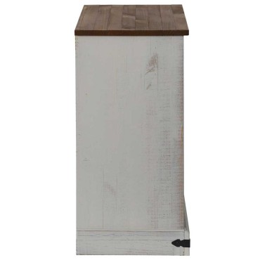 vidaXL Sideboard HALDEN με συρόμενη πόρτα Λευκό 80x40x80cm μασίφ ξύλο 1 τεμ.