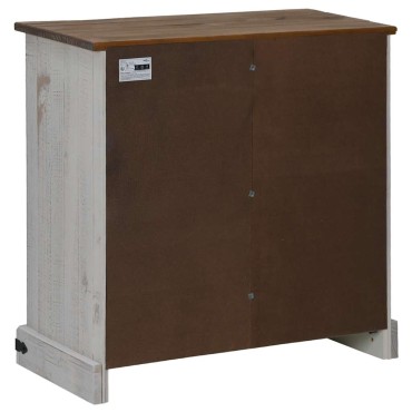 vidaXL Sideboard HALDEN με συρόμενη πόρτα Λευκό 80x40x80cm μασίφ ξύλο 1 τεμ.