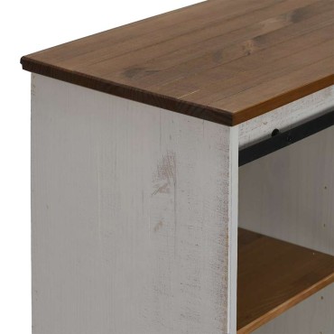 vidaXL Sideboard HALDEN με συρόμενη πόρτα Λευκό 80x40x80cm μασίφ ξύλο 1 τεμ.