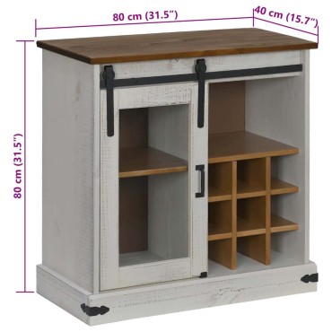 vidaXL Sideboard HALDEN με συρόμενη πόρτα Λευκό 80x40x80cm μασίφ ξύλο 1 τεμ.