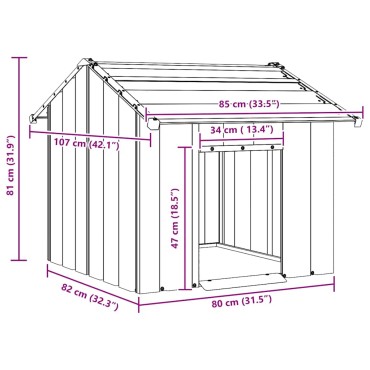 vidaXL Σπιτάκι σκύλου με οροφή 85x107x81 cm Γαλβανισμένος χάλυβας