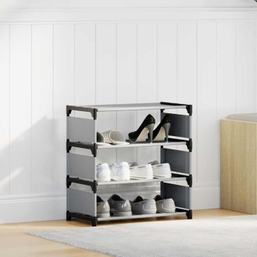 vidaXL Ράφι παπουτσιών 4 επιπέδων γκρι 54x28x55cm μη υφασμένο ύφασμα