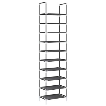 vidaXL Ράφι παπουτσιών 10 επιπέδων μαύρο 44x28x180 cm