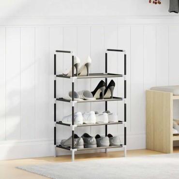 vidaXL Ράφι παπουτσιών 4 επιπέδων μαύρο 44x28x77cm μη υφασμένο ύφασμα
