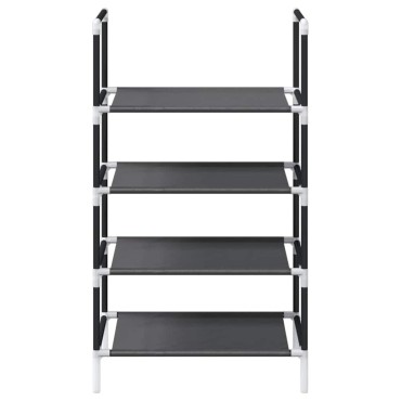 vidaXL Ράφι παπουτσιών 4 επιπέδων μαύρο 44x28x77cm μη υφασμένο ύφασμα