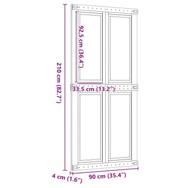 vidaXL Πόρτα αχυρώνα CORONA 90x210 cm μασίφ ξύλο πεύκο