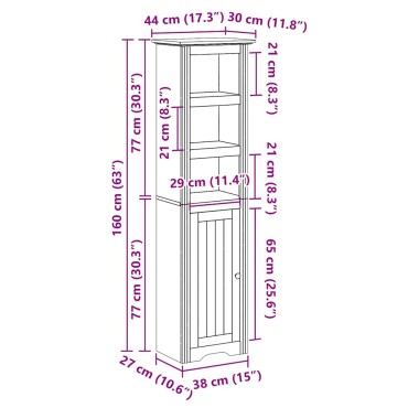 vidaXL Ντουλάπι μπάνιου BODO Λευκό και καφέ 44x30x160cm