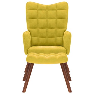 vidaXL Πολυθρόνα Relax Κίτρινη Βελούδινη με Σκαμπό 61,5x69x95,5cm 1 τεμ.