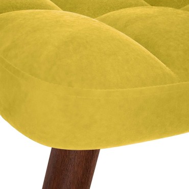 vidaXL Πολυθρόνα Relax Κίτρινη Βελούδινη με Σκαμπό 61,5x69x95,5cm 1 τεμ.