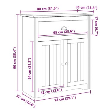 vidaXL Ντουλάπι διαδρόμου BODO Γκρι 80x35x90cm