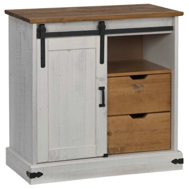 vidaXL Sideboard HALDEN με συρόμενη πόρτα Λευκό 80x40x80cm μασίφ ξύλο 1 τεμ.