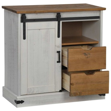 vidaXL Sideboard HALDEN με συρόμενη πόρτα Λευκό 80x40x80cm μασίφ ξύλο 1 τεμ.