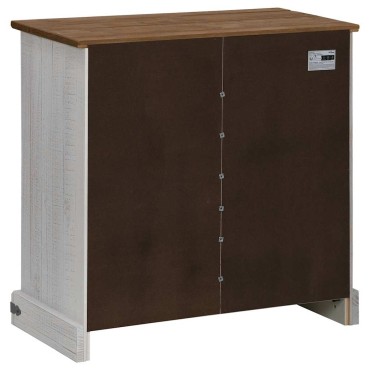 vidaXL Sideboard HALDEN με συρόμενη πόρτα Λευκό 80x40x80cm μασίφ ξύλο 1 τεμ.