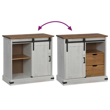 vidaXL Sideboard HALDEN με συρόμενη πόρτα Λευκό 80x40x80cm μασίφ ξύλο 1 τεμ.