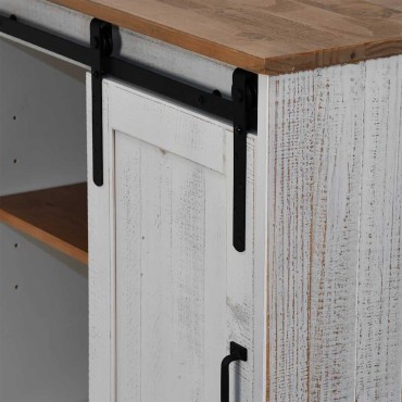 vidaXL Sideboard HALDEN με συρόμενη πόρτα Λευκό 80x40x80cm μασίφ ξύλο 1 τεμ.